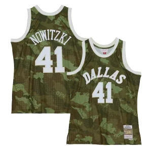Incantevole Splendido Classico Dirk Nowitzki Dallas Mavericks Hardwood Classics 1998/99 Ghost Green Swingman Jersey Camo per i devoti sostenitori