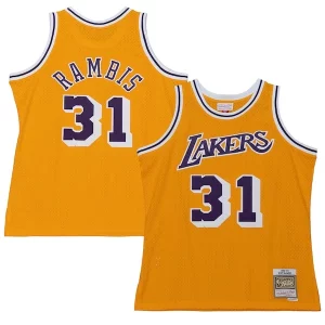 Attraente Kurt Rambis Los Angeles Lakers 1984/85 Swingman Jersey Gold per i devoti sostenitori