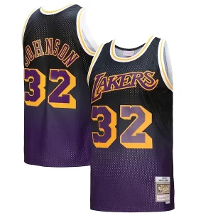 Lussuoso Magic Johnson Los Angeles Lakers 1984/85 Hardwood Classics Fadeaway Swingman Player Jersey Purple/Black/Gold  per i devoti sostenitori