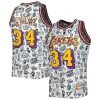 Ottimo Shaquille O'Neal Los Angeles Lakers 1996/97 Hardwood Classics Doodle Swingman Jersey White per i devoti sostenitori