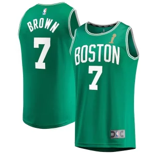 Classico Magnifico Jaylen Brown Boston Celtics 2024 NBA Finals Champions Fast Break Replica Player Jersey Kelly Green Icon Edition per i devoti sostenitori