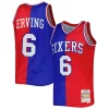 Versatile Julius Erving Philadelphia 76ers Hardwood Classics 1982/83 Split Swingman Jersey Royal/Red per i devoti sostenitori