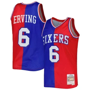 Versatile Julius Erving Philadelphia 76ers Hardwood Classics 1982/83 Split Swingman Jersey Royal/Red per i devoti sostenitori