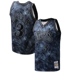 Raffinato Ottimo Carino Allen Iverson Philadelphia 76ers Hardwood Classics 1997/98 Tie Dye Swingman Jersey Black per i devoti sostenitori