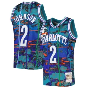 Accattivante Incantevole Larry Johnson Charlotte Hornets 1992/93 Hardwood Classics Lunar New Year Swingman Jersey Teal per i devoti sostenitori