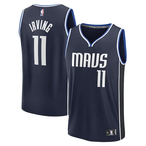 Robusto Lussuoso Kyrie Irving Dallas Mavericks Fast Break Replica Player Jersey Statement Edition Navy per i devoti sostenitori