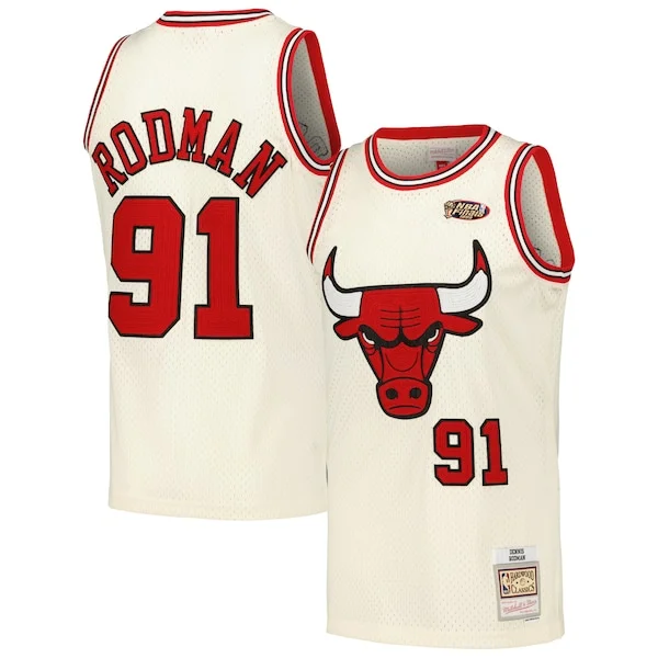 Gorgeous Resistente Dennis Rodman Chicago Bulls Chainstitch Swingman Jersey Cream per i devoti sostenitori