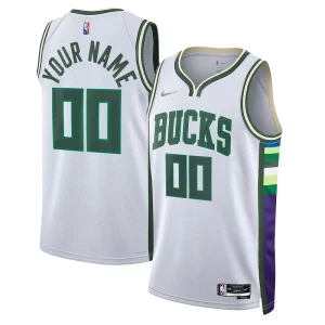 Cool Trendy Delizioso Milwaukee Bucks Nike 2021/22 Swingman Custom Jersey City Edition White per i devoti sostenitori