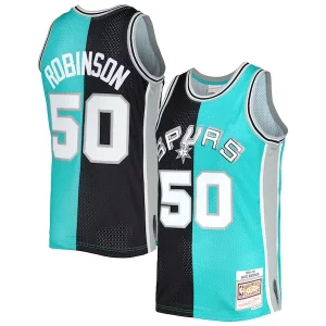 Pratico David Robinson San Antonio Spurs Hardwood Classics 1998/99 Split Swingman Jersey Black/Teal per i devoti sostenitori