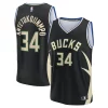 Prestigioso Giannis Antetokounmpo Milwaukee Bucks Fast Break Replica Player Jersey Statement Edition Black per i devoti sostenitori