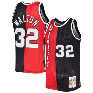 Splendido Ottimo Attraente Bill Walton Portland Trail Blazers Hardwood Classics 1976/77 Split Swingman Jersey Red/Black per i devoti sostenitori