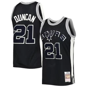 Ottimo Elegante Cool Tim Duncan San Antonio Spurs 1998/99 Hardwood Classics Off Court Swingman Jersey Black  per i devoti sostenitori