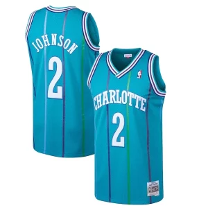 Magnifico Resistente Raffinato Larry Johnson Charlotte Hornets 1992/93 Hardwood Classics Swingman Jersey Teal per i devoti sostenitori