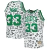 Bellissimo Larry Bird Boston Celtics 1985/86 Hardwood Classics Doodle Swingman Jersey White per i devoti sostenitori