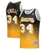 Elegante Duraturo Shaquille O'Neal Los Angeles Lakers 1996/97 Hardwood Classics Fadeaway Swingman Player Jersey Gold/Black per i devoti sostenitori