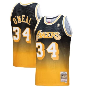 Elegante Duraturo Shaquille O'Neal Los Angeles Lakers 1996/97 Hardwood Classics Fadeaway Swingman Player Jersey Gold/Black per i devoti sostenitori