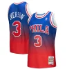 Cool Comodo Allen Iverson Philadelphia 76ers 1996/97 Hardwood Classics Fadeaway Swingman Player Jersey Red/Royal per i devoti sostenitori
