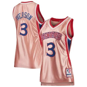 Carino Allen Iverson Philadelphia 76ers Women's 75th Anniversary Rose Gold 1996 Swingman Jersey Pink per i devoti sostenitori
