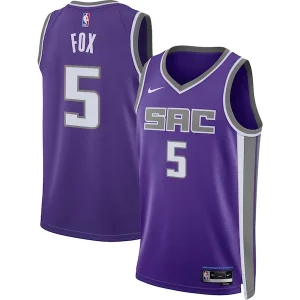 Duraturo Accattivante De'Aaron Fox Sacramento Kings Nike Unisex Swingman Jersey Icon Edition Purple per i devoti sostenitori
