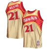 Raffinato Accattivante Dominique Wilkins Atlanta Hawks 75th Anniversary 1986/87 Hardwood Classics Swingman Jersey Gold per i devoti sostenitori