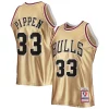 Elegante Incantevole Trendy Scottie Pippen Chicago Bulls 75th Anniversary 1997/98 Hardwood Classics Swingman Jersey Gold per i devoti sostenitori
