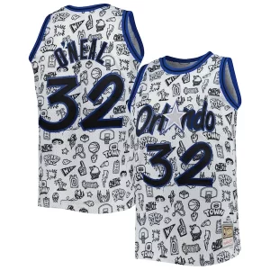 Cool Shaquille O'Neal Orlando Magic 1994/95 Hardwood Classics Doodle Swingman Jersey White per i devoti sostenitori