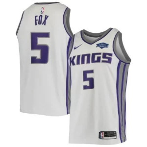 Robusto Comodo De'Aaron Fox Sacramento Kings Nike Swingman Player Jersey Association Edition White per i devoti sostenitori