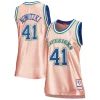 Delizioso Comodo Trendy Dirk Nowitzki Dallas Mavericks Women's 75th Anniversary Rose Gold 1998 Swingman Jersey Pink per i devoti sostenitori