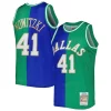 Comodo Dirk Nowitzki Dirk Nowitzki Hardwood Classics 1998/2019 Split Swingman Jersey Blue/Green per i devoti sostenitori