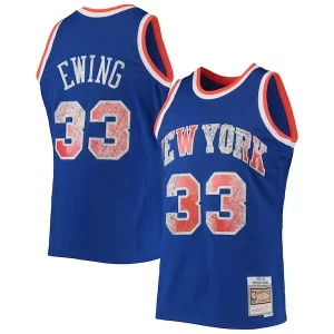 Eccezionale Patrick Ewing New York Knicks 1991/92 Hardwood Classics NBA 75th Anniversary Diamond Swingman Jersey Blue per i devoti sostenitori