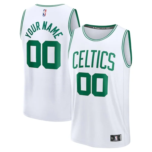 Elegante Boston Celtics Fast Break Custom Jersey Association Edition White/Kelly Green/Black per i devoti sostenitori