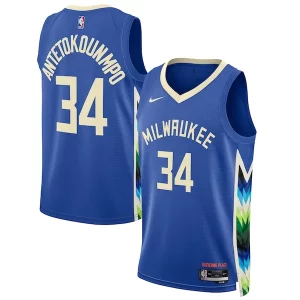 Ottimo Trendy Raffinato Giannis Antetokounmpo Milwaukee Bucks Nike Unisex 2022/23 Swingman Jersey City Edition Royal per i devoti sostenitori