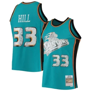 Elegante Grant Hill Detroit Pistons 1998/99 Hardwood Classics NBA 75th Anniversary Diamond Swingman Jersey Teal per i devoti sostenitori