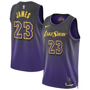 Bellissimo LeBron James Los Angeles Lakers Nike Unisex 2024/25 Swingman Player Jersey City Edition Purple per i devoti sostenitori