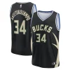 Eccezionale Giannis Antetokounmpo Milwaukee Bucks Youth Fast Break Replica Player Jersey Statement Edition Black per i devoti sostenitori