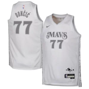 Fascinante Luka Dončić Dallas Mavericks Nike Youth 2024/25 Swingman Player Jersey City Edition White per i devoti sostenitori