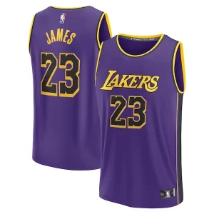 Bellissimo Splendido Prestigioso LeBron James Los Angeles Lakers 2022/23 Fast Break Replica Jersey Statement Edition Purple per i devoti sostenitori