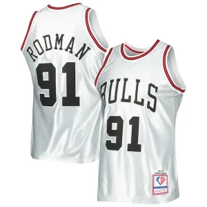 Versatile Cool Sofisticato Dennis Rodman Chicago Bulls 1997/98 Hardwood Classics 75th Anniversary Swingman Jersey Platinum per i devoti sostenitori
