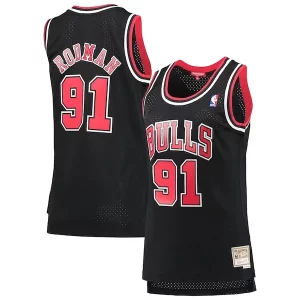 Prestigioso Dennis Rodman Chicago Bulls Women's Hardwood Classics Swingman Jersey Black per i devoti sostenitori