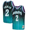Incantevole Larry Johnson Charlotte Hornets 1992/93 Hardwood Classics Fadeaway Swingman Player Jersey Teal/Black per i devoti sostenitori