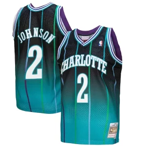 Incantevole Larry Johnson Charlotte Hornets 1992/93 Hardwood Classics Fadeaway Swingman Player Jersey Teal/Black per i devoti sostenitori