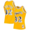 Meraviglioso Magic Johnson Los Angeles Lakers 1984/85 Hardwood Classics NBA 75th Anniversary Diamond Swingman Jersey Gold per i devoti sostenitori