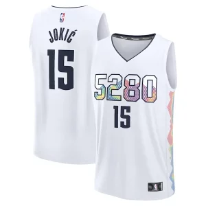 Cool Nikola Jokic Denver Nuggets Youth 2024/25 Fast Break Player Jersey City Edition White per i devoti sostenitori