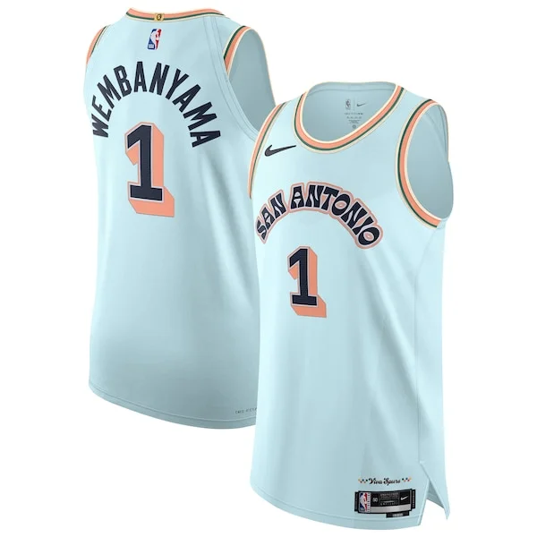 Pratico Accattivante Victor Wembanyama San Antonio Spurs Nike 2024/25 Authentic Player Jersey City Edition Light Blue per i devoti sostenitori