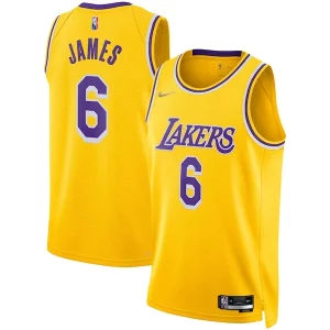 Bellissimo Resistente LeBron James Los Angeles Lakers Nike 2021/22 Diamond Swingman Jersey Icon Edition Gold per i devoti sostenitori