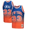 Raffinato Patrick Ewing New York Knicks 1991/92 Hardwood Classics Fadeaway Swingman Player Jersey Orange/Royal per i devoti sostenitori