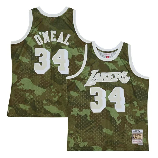 Robusto Attraente Prestigioso Shaquille O'Neal Los Angeles Lakers Hardwood Classics 1996/97 Ghost Green Swingman Jersey Camo per i devoti sostenitori