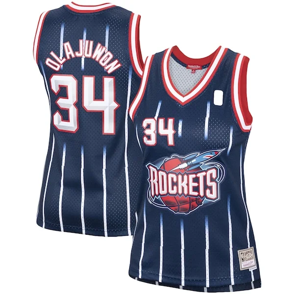 Carino Hakeem Olajuwon Houston Rockets Women's Hardwood Classics Swingman Jersey Navy/Red per i devoti sostenitori