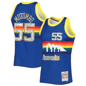 Duraturo Meraviglioso Dikembe Mutombo Denver Nuggets 1996/97 Hardwood Classics NBA 75th Anniversary Diamond Swingman Jersey Royal per i devoti sostenitori