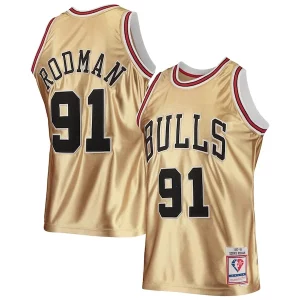 Sofisticato Comodo Resistente Dennis Rodman Chicago Bulls 75th Anniversary 1997/98 Hardwood Classics Swingman Jersey Gold per i devoti sostenitori